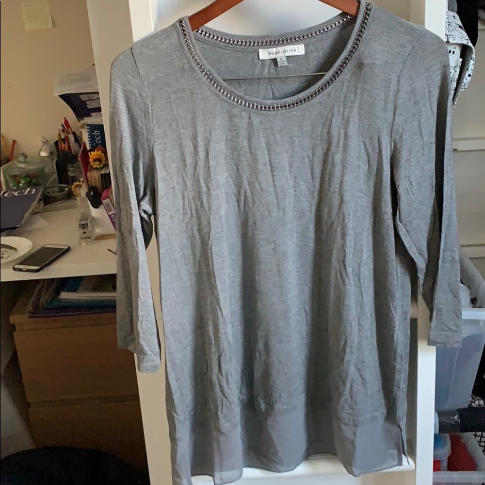 Rose+Olive top grey color size M